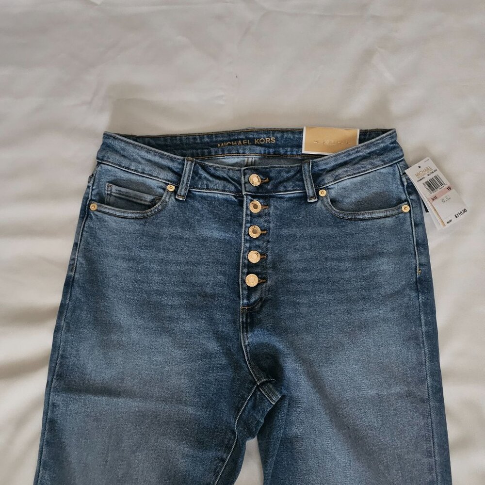 MICHAEL Michael‎ Kors Women's SELMA Stone Wash Crop Flare Jeans Size 10 NWT - Picture 8 of 15
